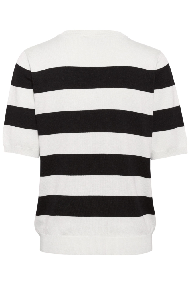 KALIZZA STRIPED V NECK 10510501 108166 TURTLEDOVE/BLACK BOLDSTRIPE